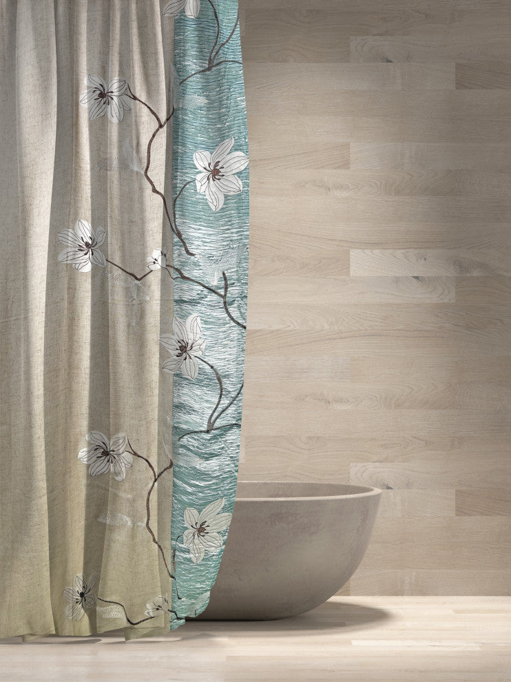 Magnolia Vine Fabric Shower Curtain, Blue, 72"x72"