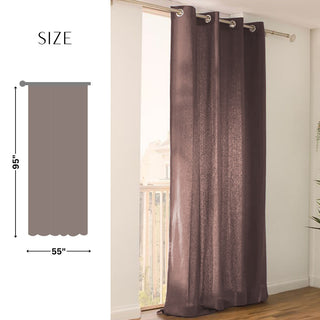 Window Curtain Panel - 100% Cotton, Light-Filtering Privacy Drapes, 95x55 Inches, Brown, 1 Panel
