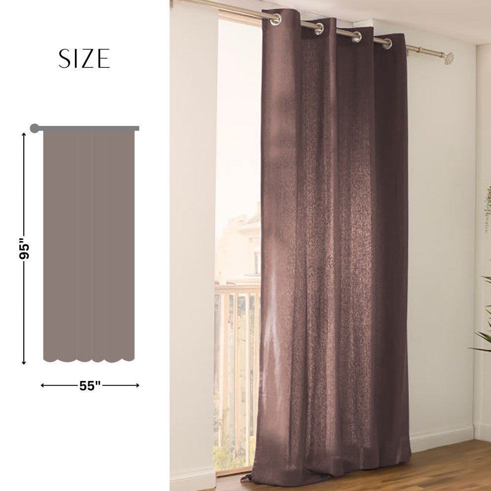 Window Curtain Panel - 100% Cotton, Light-Filtering Privacy Drapes, 95x55 Inches, Brown, 1 Panel