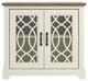 Raccon Black with Knotty Oak Accent Cabinet with 2 Doors, Ivory With Knotty Oak