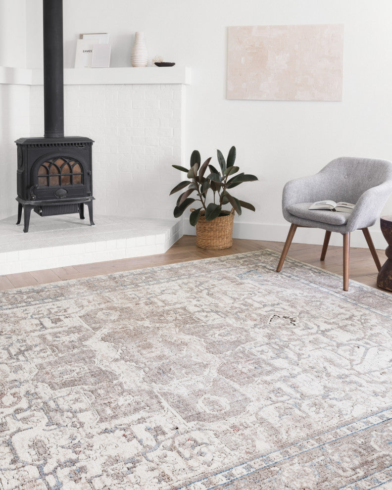 Polyester Pile Dante DN-05 Area Rug by Loloi II, Ivory/Stone, 9'6"x13'3"