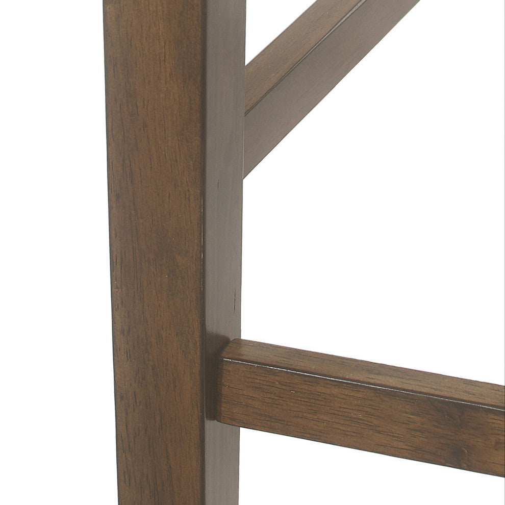 Boughton Farmhouse Upholstered Wood Counter Stools, Set of 2, Antique Brown