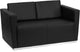 Modern Contemporary Black Leather Loveseat With Stainless Steel Base