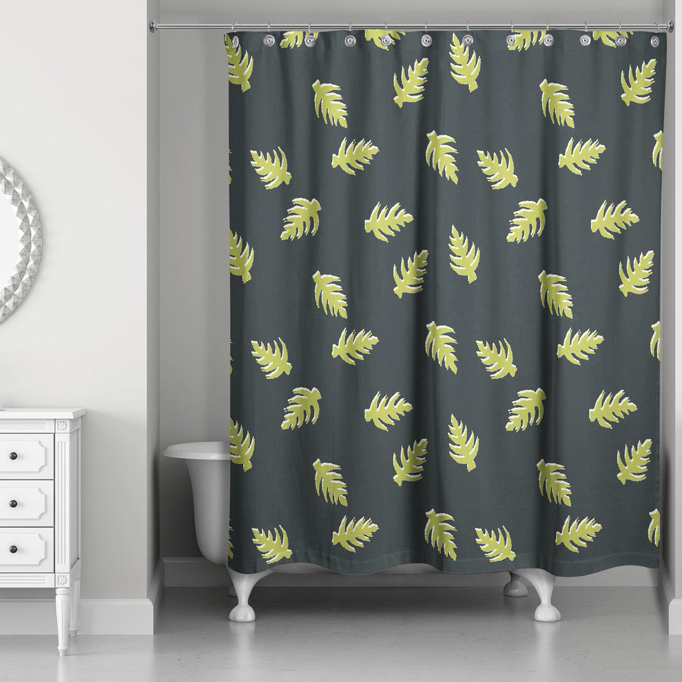 Palm Pattern in Green and Black Shower Curtain