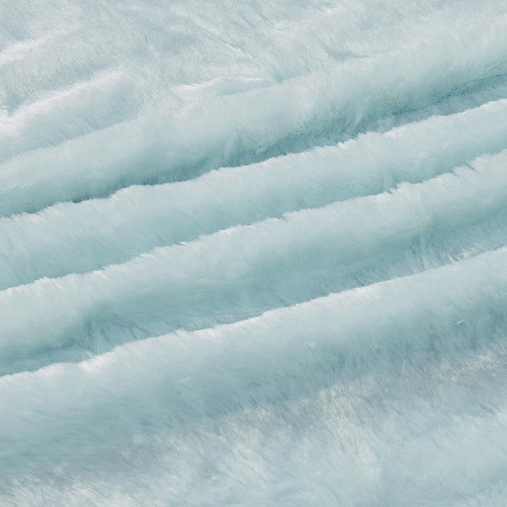 Double Sided Over-Sized Faux Fur Throw Blanket, Light Blue, 70''x80''