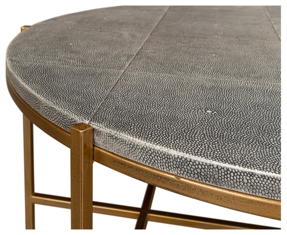 Mid Century Round Leather Cocktail Table