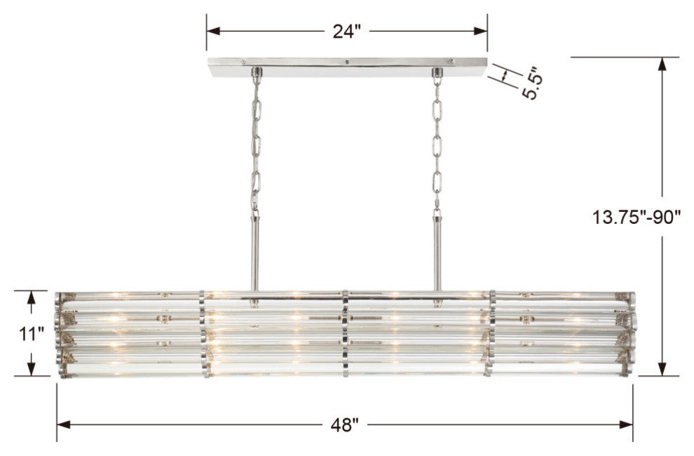 Crystorama ELL-B3007-PN, 6-Light Chandelier, Polished Nickel
