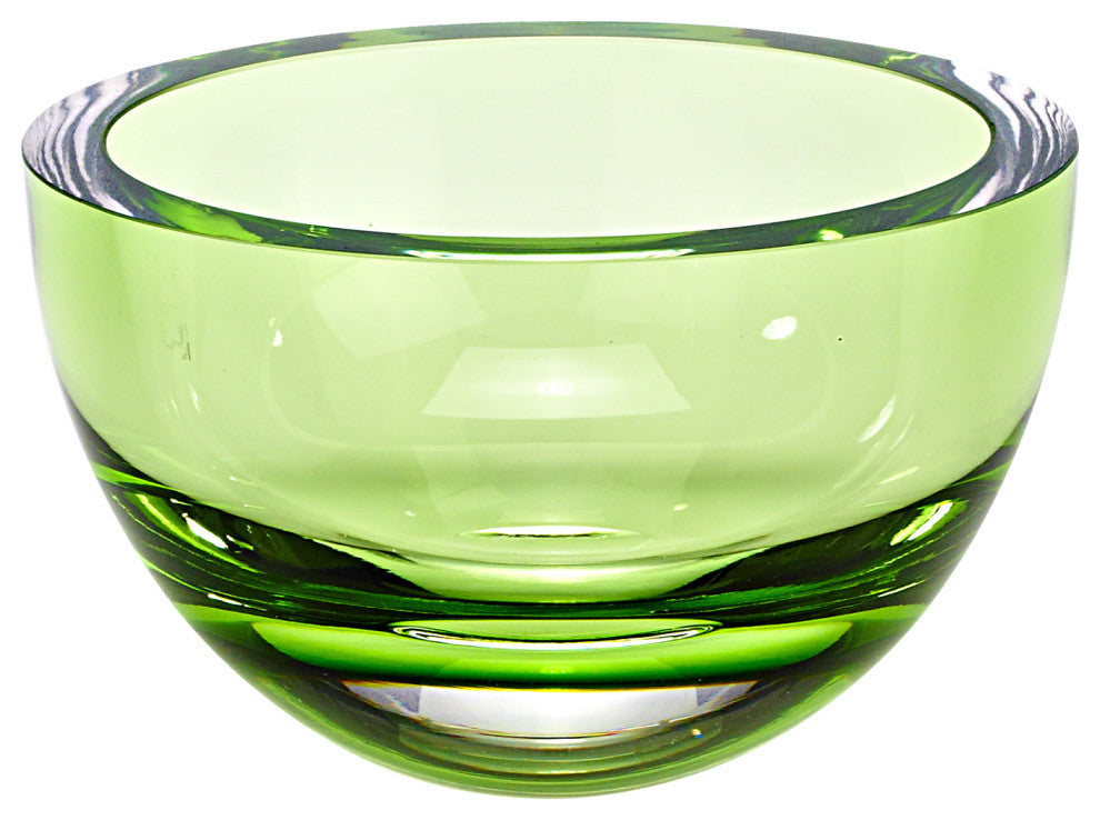HomeRoots 6" Mouth Blown Crystal European Made Lead Free Spring Green Bowl