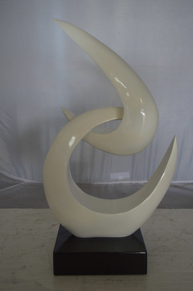 Modern Art White Boomerang Statue made of Resin -  Size: 13"L x 8"W x 23"H.