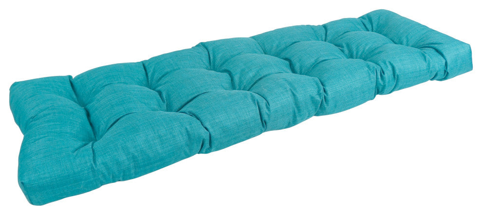 55"x19" Tufted Solid Outdoor Spun Polyester Loveseat Cushion Blue