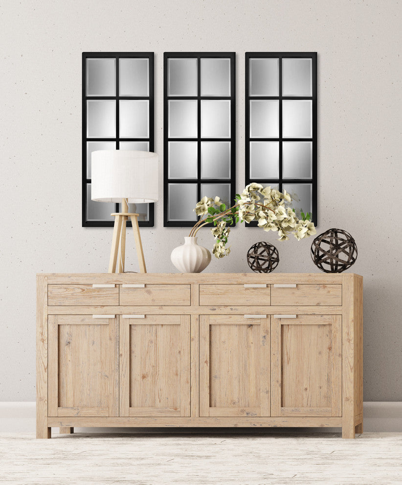 Stryker Windowpane Framed Wall Mirror, Black