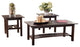 Wooden Table Set with Slat Style Base, Set of Three, Dark Brown