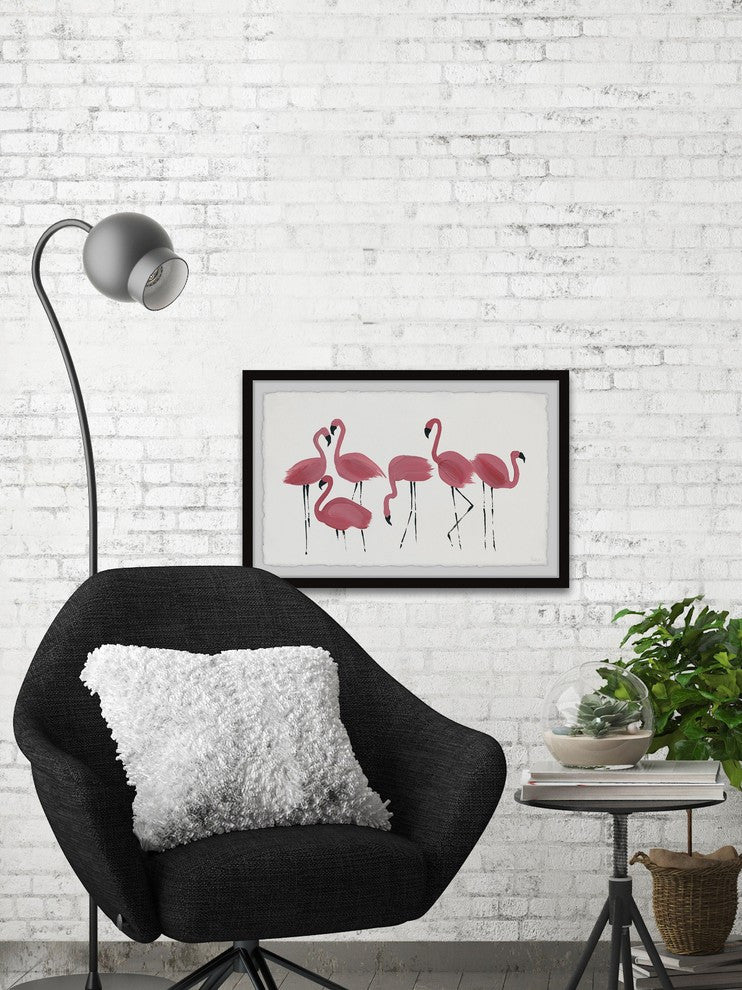 "Flamingo Art" Framed Painting Print, 12"x8"