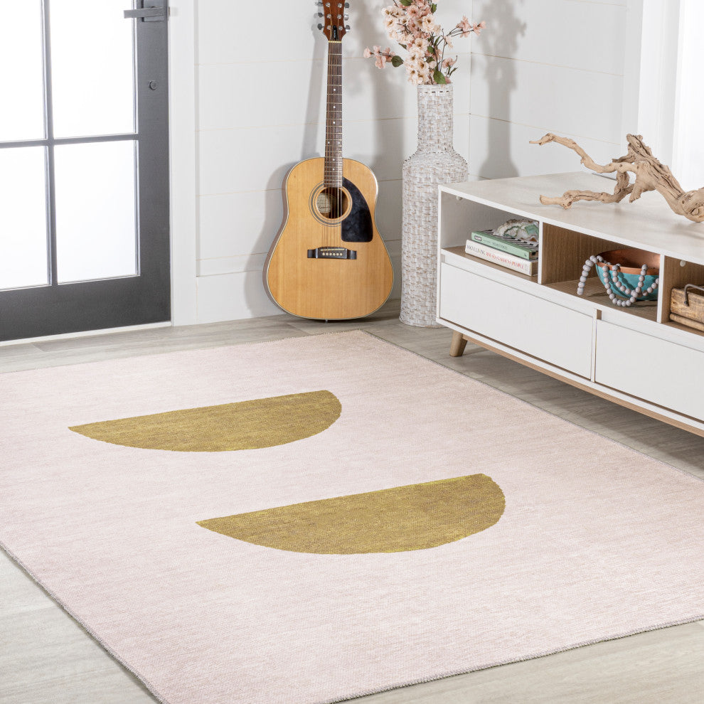 Luola Minimalist Geometric Machine-Washable Area Rug, 4x6