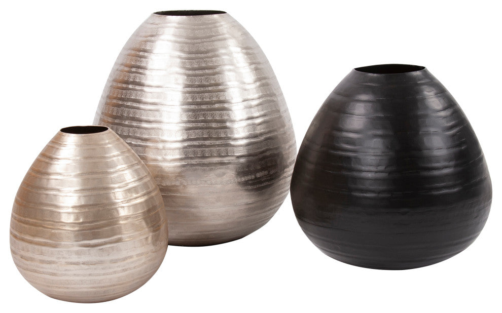 Chiseled Black Teardrop Vase, Medium
