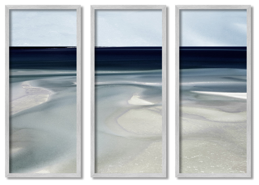 Shallow Tide Nautical Beach Abstract Landscape Deep Blue,10 x 24