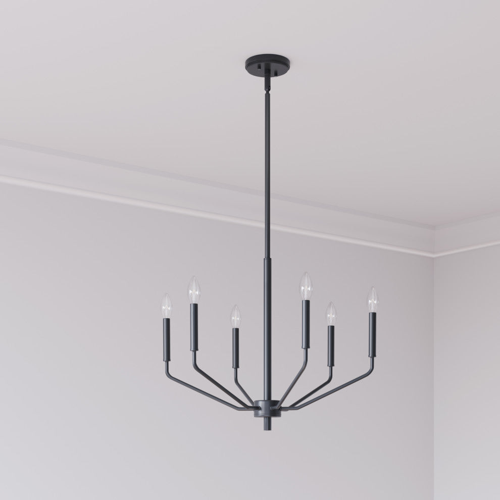 Laurell 6-Light 24" Matte Black Chandelier