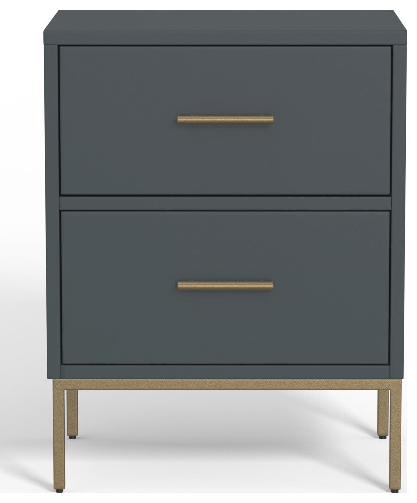 Madelyn Two Drawer Nightstand, Slate Gray