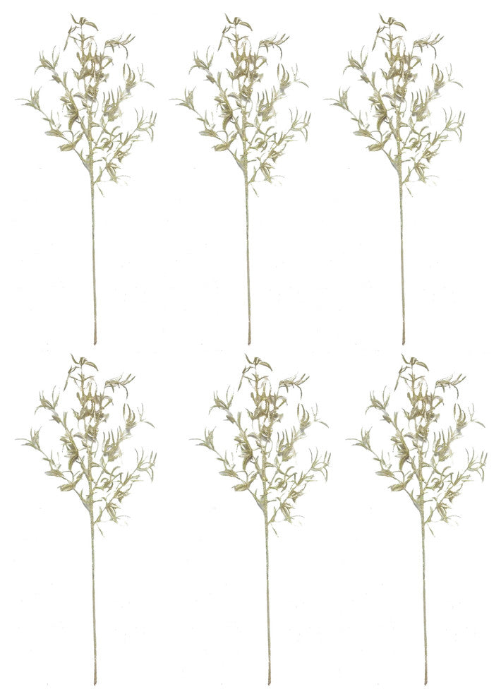 6 Pieces 32" Glitter Leaf Christmas Spray, Gold
