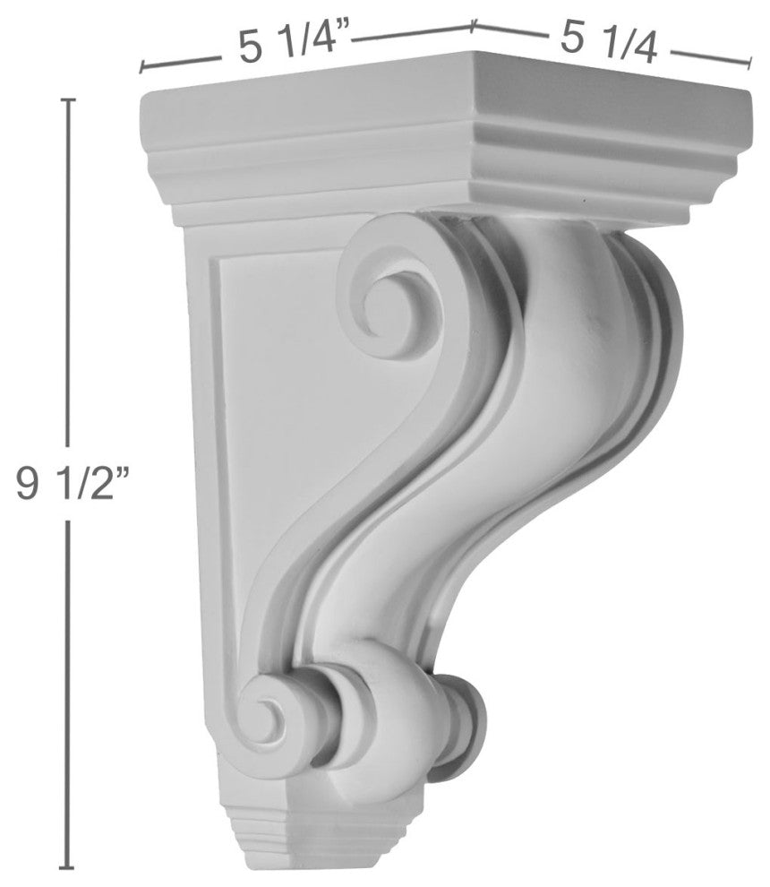 5 1/4"W x 5 1/4"D x 9 1/2"H Devon Corbel
