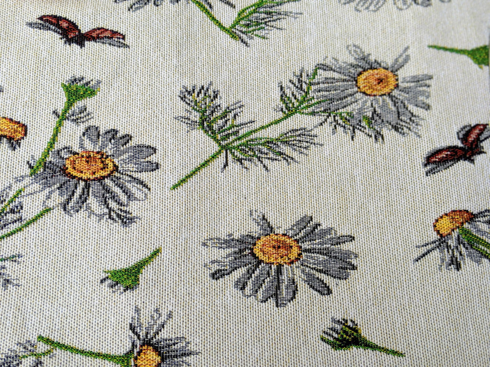 Seasonal Floral Woven Fabric Tapestry Kitchen Table Mats Cloth Placemats, Daisies