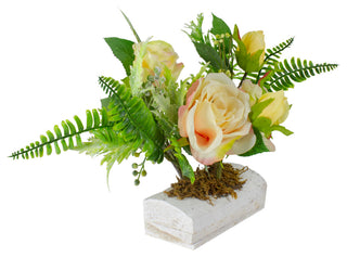 13" Ranunculus and Rose Floral Spring Wooden Statue Tabletop Decor