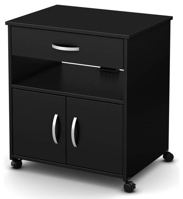 South Shore Axess Printer Cart On Wheels, Pure Black