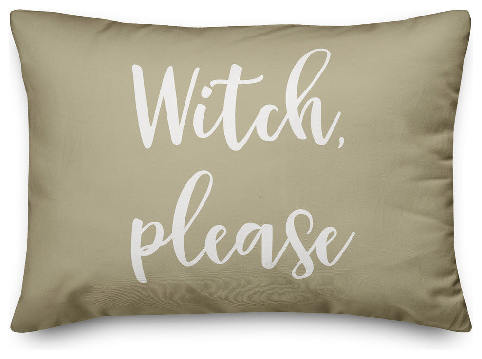 Witch, Please Lumbar Pillow, Beige, 14"x20"