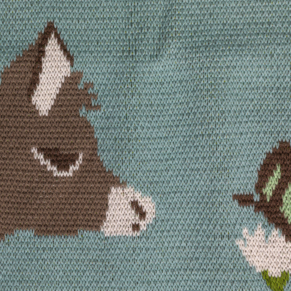 Cotton Knit Baby Blanket With Donkey Prints, Multicolor