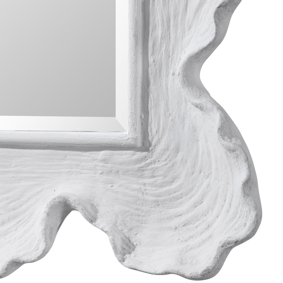 Uttermost Sea Coral Coastal Glass and Resin Mirror in Matte White