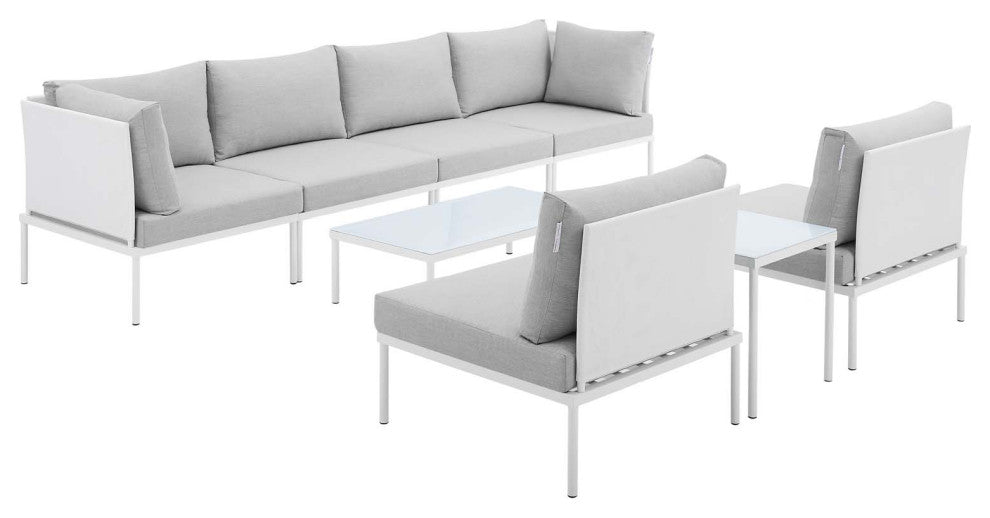Harmony 8-Piece Sunbrella Outdoor Patio Aluminum Sectional Sofa Set