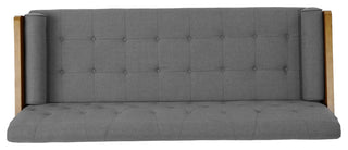 GDF Studio Aidan Mid-Century Modern Tufted Fabric Sofa, Brown/Black/Silver