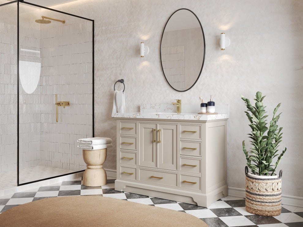Charlotte 48" Single Sink Bath Vanity in Fine Grain 2" Viola Night