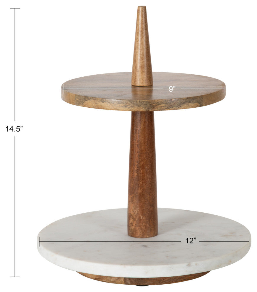 Praxis Wood Tiered Tray, Natural, 12x12x15