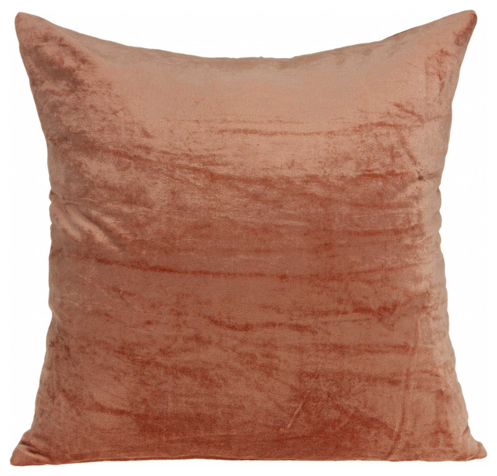 22" X 7" X 22" Transitional Orange Solid Pillow Cover With Down Insert