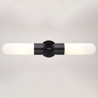 Thalia 24.75" Bath Bar Vanity Light White Glass Shade, Matte Black