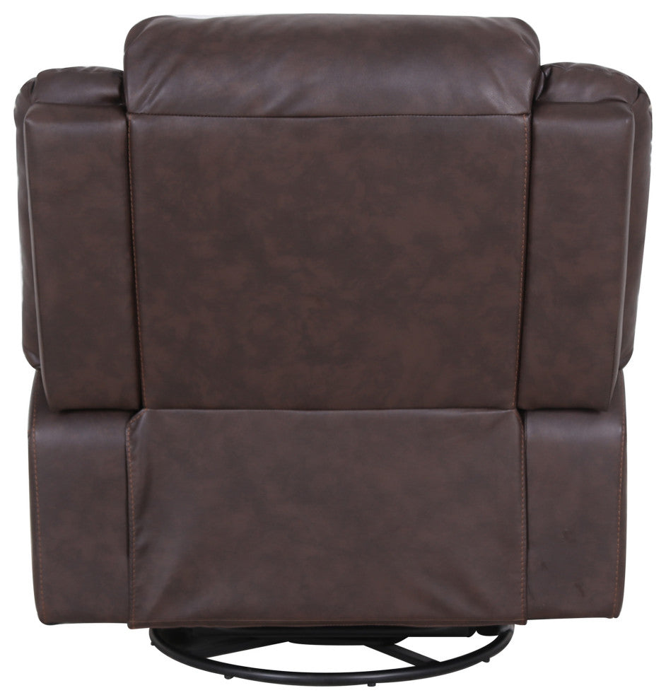 GDF Studio Flora Classic Tufted Leather Swivel Recliner, Dark Brown