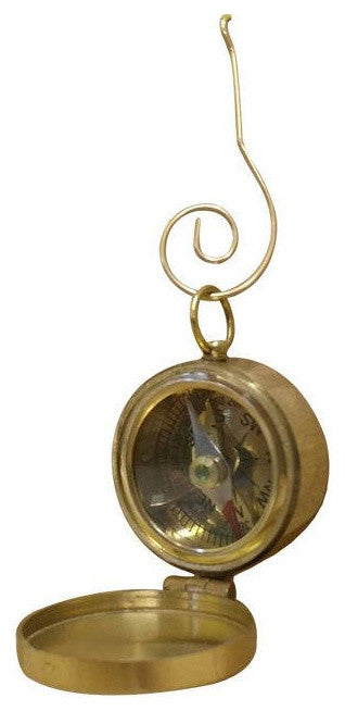 Solid Brass Decorative Compass With Lid Christmas Ornament 4"