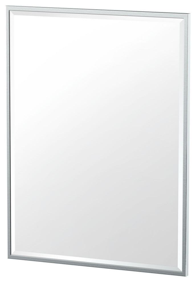 Flush Mount Framed Rectangle Wall Mirror, Chrome, 32.5