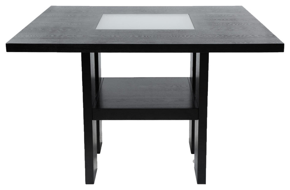 Furniture of America Jalen Wood 5-Piece LED Counter Table Set in Black