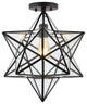 Ava 14.5" 1-Light Farmhouse Bohemian Iron/Glass LED Semi Flush Mount,Black/Clear