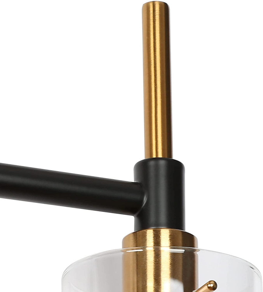 2-Light Farmhouse Wall Lights Black and Gold Wall Sconce With Glass Shade