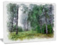 Green Forest Watercolor Drawing, Large Landscape Canvas Art, 20"x12"