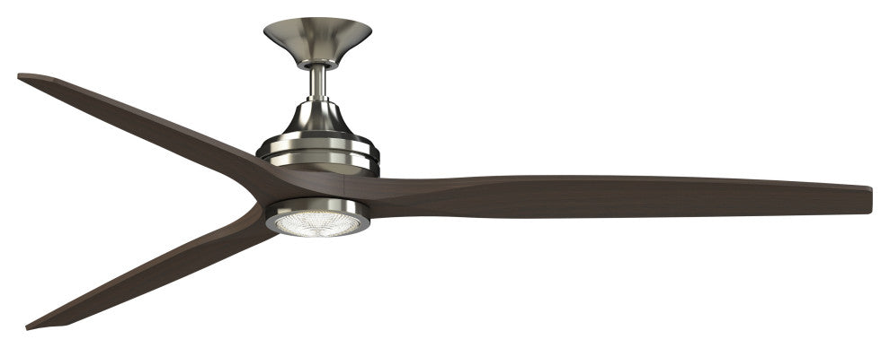 Fanimation Spitfire 72" Fan/LED Light, Brushed Nickel, Brushed Nickel/Dark Walnut Wood Blades