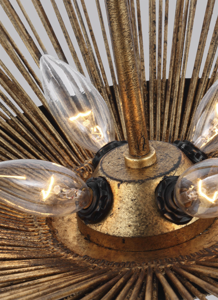 4-Light Wide Pendant, Antique Gild