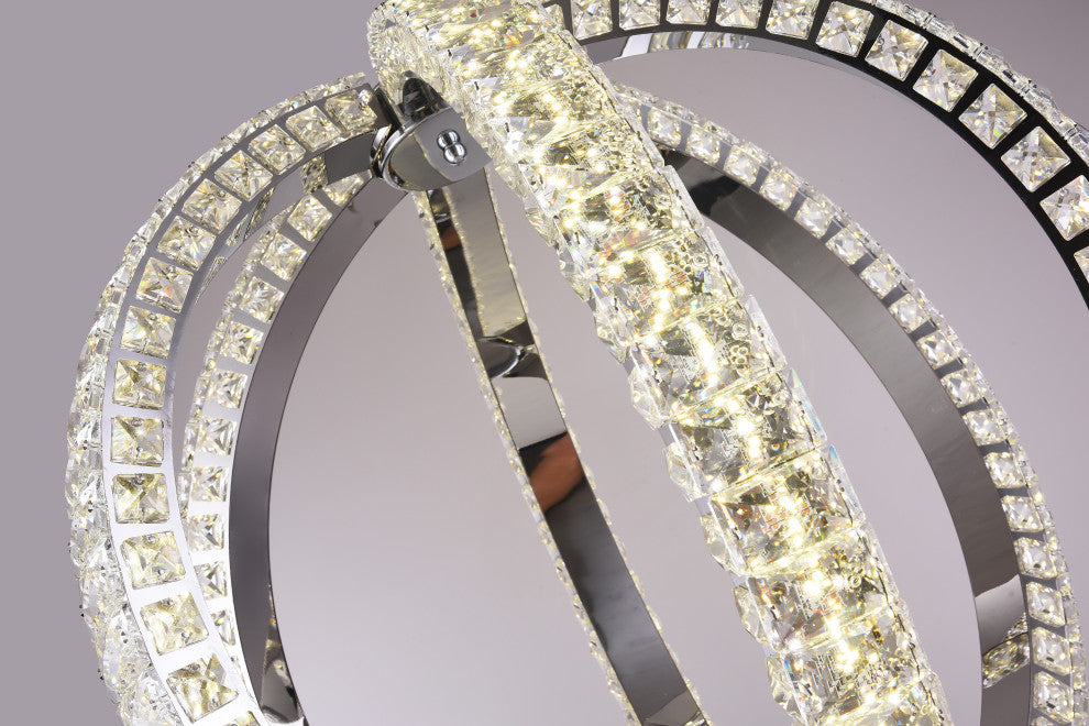 Orb Stainless Steel Frame LED Light With Clear Crystal Detailing