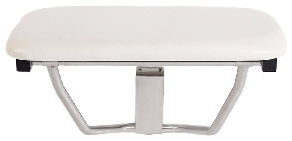Rectangular Folding Shower Seat, Padded White, 26 Inch, Wall Mount