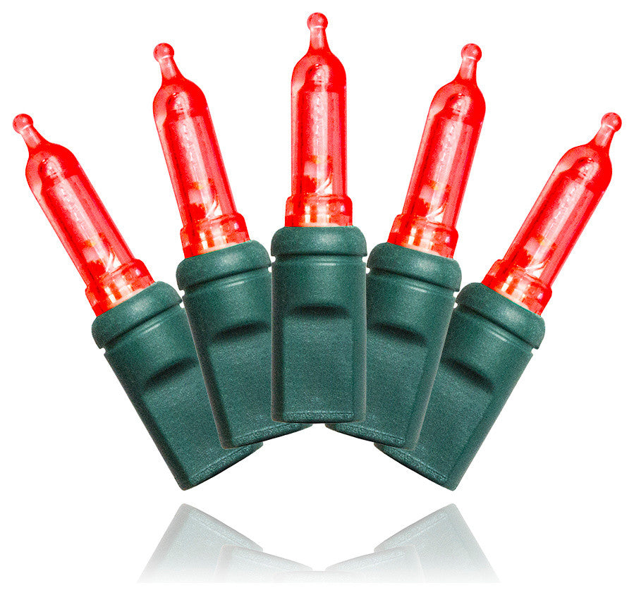 35 T5 Red LED Lights 4" Spacing On Green Wire