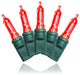 35 T5 Red LED Lights 4" Spacing On Green Wire