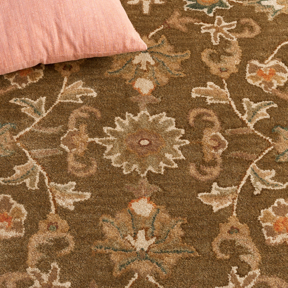 Safavieh Antiquity Collection AT52 Rug, Olive/Gold, 2'3"x20'